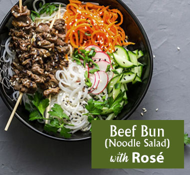 Beef Bun/Noodle Salad pairs best with Rosé infographic
